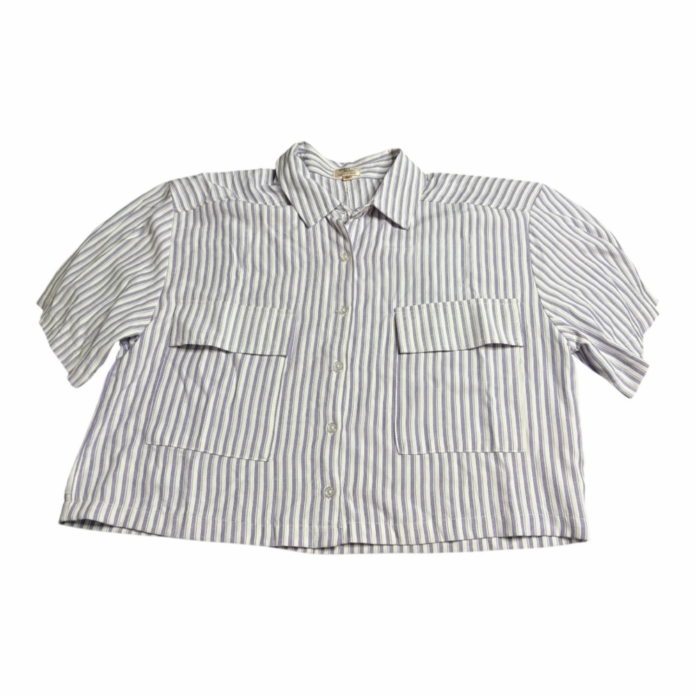 Classic Gray and White Striped Button-Down Shirt